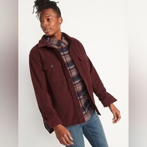 Old Navy Burgundy Fleece Button-Down Shacket - Men's Large